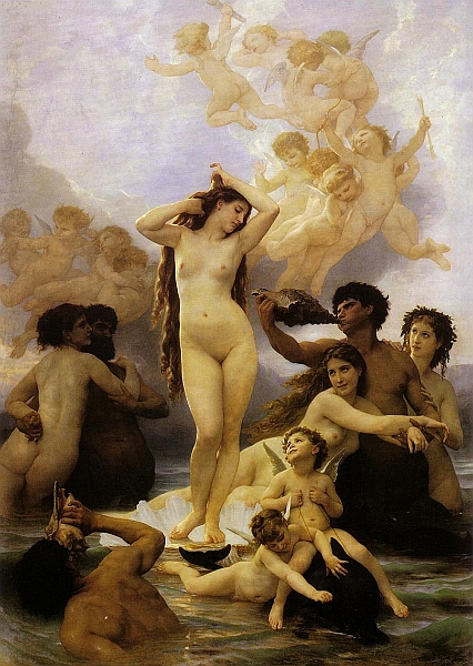 Venus.jpg - Título: El nacimiento de Venus. Autor: Bouguereau, Adolphe-William. Óleo en lienzo 1879. Musee d'Orsay, Paris. 299,7 x 217,8 cm Pintura. Personajes que aparecen: Venus, Afrodita.