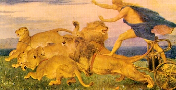 apolo.jpg - "Phoebus Apollo, de britton Riviere, al olio, 1870". Aquí, Apolo, eleva el "carro del sol". En esta representación Apolo conduce el carro del sol y no Helios, el cual es tirado por leones en lugar de caballos.