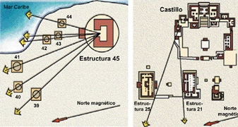 observatorio1.jpg - Observatorio Maya de Tulum. Aún falta estudiar interesantes ángulos visuales sugeridos por el peculiar agrupamieto de temp[los y estructuras. La arqueoastronomía merece tomarse en cuenta, aunque se ha prestado a hipótesis sin fundamento.Zamá o Tulum fue la ciudad y puerto donde los sacerdotes-astrónomos veían nacer a Venus como estrella vespertina y a su vez renacer como "Estrella de la Mañana"; 