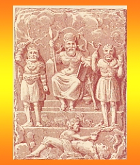 thor_odin_frey.jpg - Deidades nórdicas: Thor, Odín, Frigg, Tyr y  Loki . Freiya pertenece a los dioses Vanir, los otros eran miembros de Aesir.