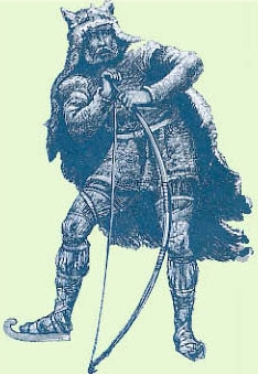 ull.jpg - Ilustración de un libro del siglo XIX. Ull, dios del invierno, de la caza, de la arquería, de la muerte y del deporte de ski.